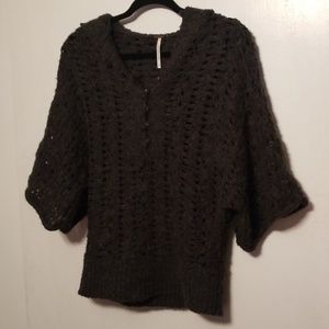 Free people grey knit hooded sweater